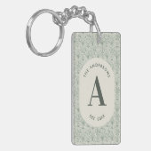 Personalised Family Name Monogram Sage Green Deco キーホルダー (正面左)