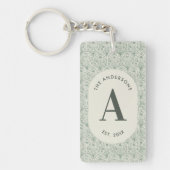 Personalised Family Name Monogram Sage Green Deco キーホルダー (正面)