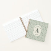 Personalised Family Name Monogram Sage Green Deco ノートブック (内部)