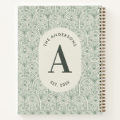 Personalised Family Name Monogram Sage Green Deco ノートブック (裏面)