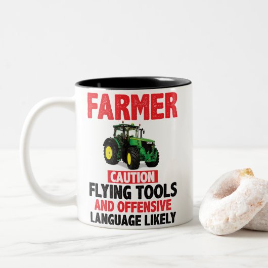 Personalised FARMER 'Mug' ツートーンマグカップ (ドーナツ)