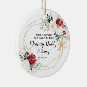 Personalised First Christmas As A Family of Three セラミックオーナメント (右)