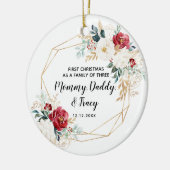 Personalised First Christmas As A Family of Three セラミックオーナメント (左)
