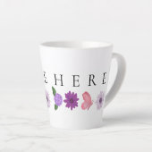 Personalised Floral Birthday Gift add their name カフェラテマグ (右アングル)