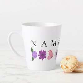 Personalised Floral Birthday Gift add their name カフェラテマグ