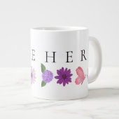 Personalised Floral Birthday Gift add their name ジャンボコーヒーマグカップ (正面右)