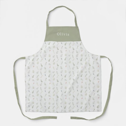 Personalised Floral Botanical Leafs Pattern Apron エプロン (正面)