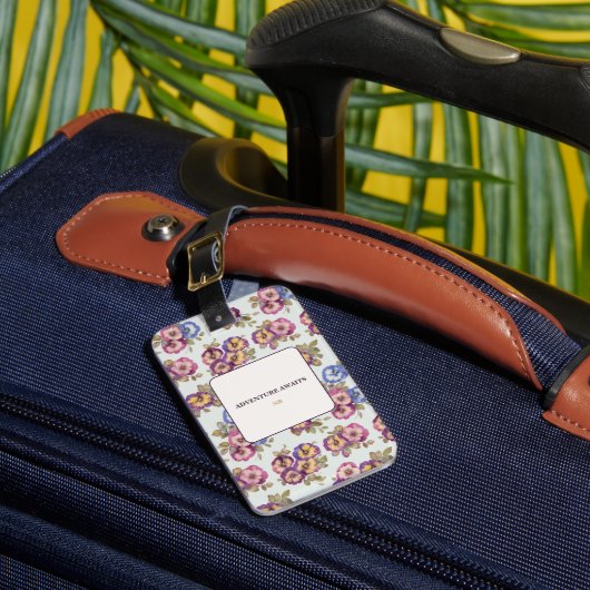 Personalised Floral Luggage Tag | Adventure Awaits ラゲッジタグ (正面インサイチュ1)