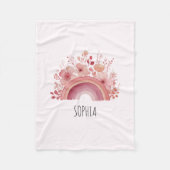 Personalised Floral Rainbow Kids Custom Name フリースブランケット (正面)