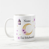 Personalised Flowers Eid Mubarak Ceramic Mug コーヒーマグカップ (左)