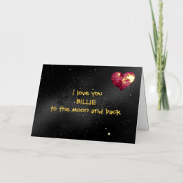 Personalised Foil Love you to the Moon folded card 箔シーズンカード