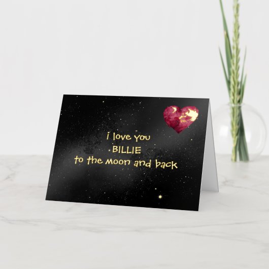Personalised Foil Love you to the Moon folded card 箔シーズンカード (正面)