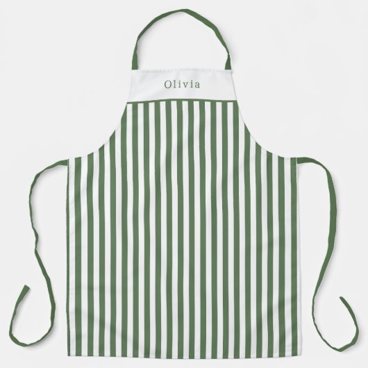 Personalised Forest Green Stripe Pattern Apron エプロン (正面)