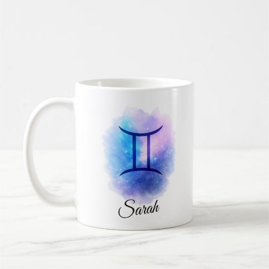 Personalised Gemini Mug Gift for Birthday, Star  コーヒーマグカップ (左)