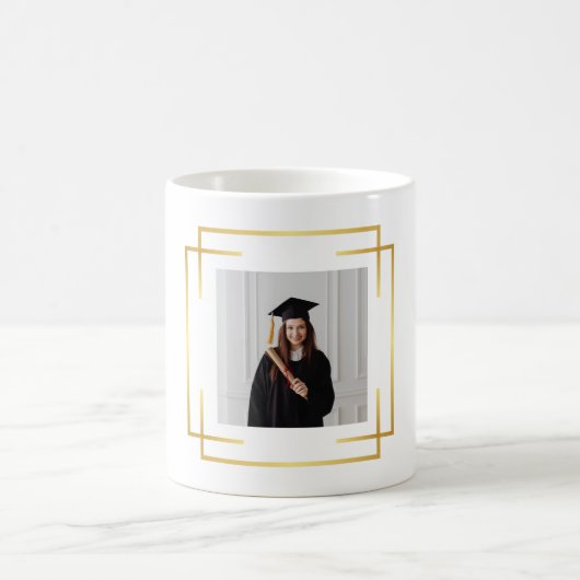Personalised Gold Accents Graduation Gift Photo コーヒーマグカップ (中央)