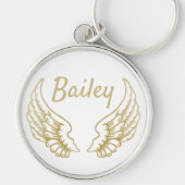 PERSONALISED GOLD ANGEL WINGS キーホルダー (正面)
