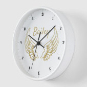PERSONALISED GOLD ANGEL WINGS 壁時計 (傾斜)