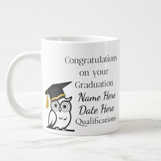 Personalised Graduation Gift for Her – Custom Name ジャンボコーヒーマグカップ (左)
