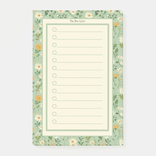 Personalised Green Floral Botanical To Do List. ポストイット (正面)