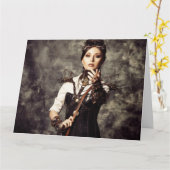 Personalised Greeting Card - Steampunk Art 'Tame' カード (黄色い花)