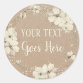 Personalised Handmade Vintage flowers Rustic ラウンドシール (正面)