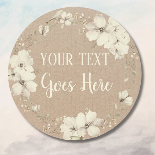 Personalised Handmade Vintage flowers Rustic ラウンドシール