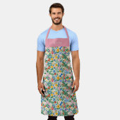 Personalised Happy Flowers Floral Pattern Apron. エプロン (着用した状態)