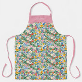Personalised Happy Flowers Floral Pattern Apron. エプロン (正面)