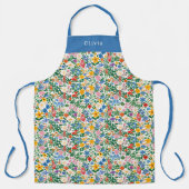 Personalised Happy Flowers Floral Pattern Apron. エプロン (正面)