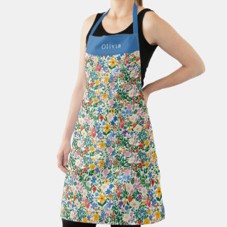 Personalised Happy Flowers Floral Pattern Apron. エプロン