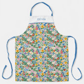 Personalised Happy Flowers Floral Pattern Apron. エプロン (正面)