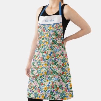 Personalised Happy Flowers Floral Pattern Apron. エプロン