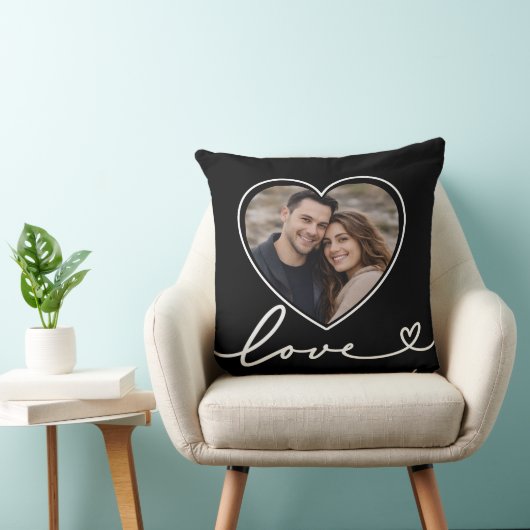 Personalised Heart Photo Pillow With Love Script クッション (椅子)