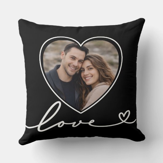 Personalised Heart Photo Pillow With Love Script クッション (裏面)