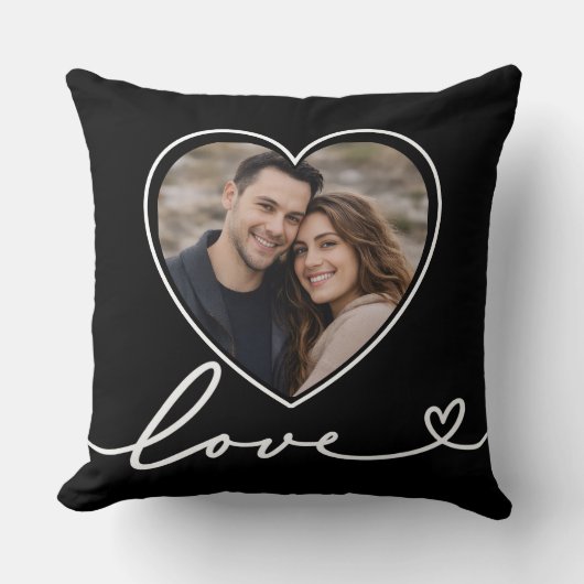 Personalised Heart Photo Pillow With Love Script クッション (正面)