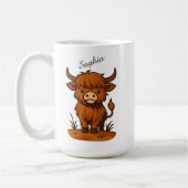 Personalised Highland Cow Gift コーヒーマグカップ (左)