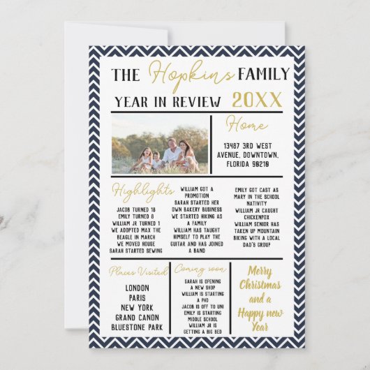 Personalised Holiday Keepsake Card Year in Review 招待状 (正面)