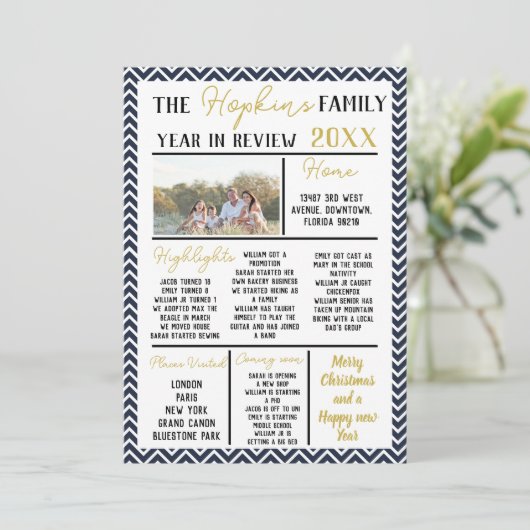 Personalised Holiday Keepsake Card Year in Review 招待状 (スタンド正面)