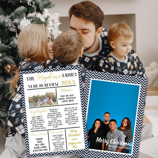 Personalised Holiday Keepsake Card Year in Review 招待状