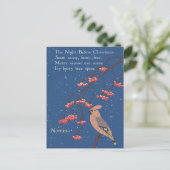 Personalised Holiday Poem Illustrated Waxwing Bird ポストカード (スタンド正面)