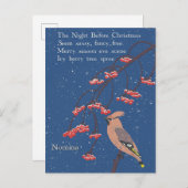 Personalised Holiday Poem Illustrated Waxwing Bird ポストカード (正面/裏面)