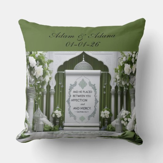 Personalised Islamic Bridal Throw Pillow クッション (正面)