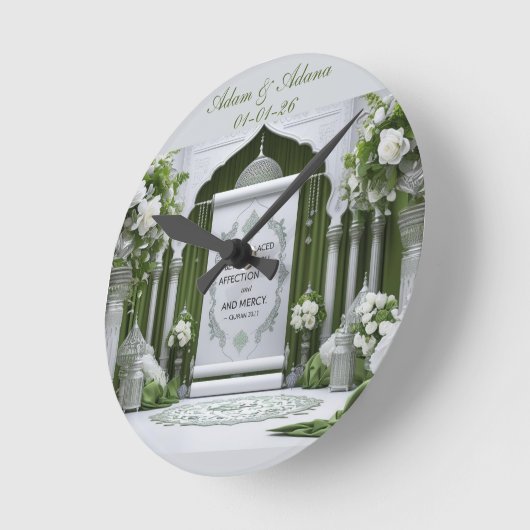 Personalised Islamic Bridal Wall Clock ラウンド壁時計 (傾斜)