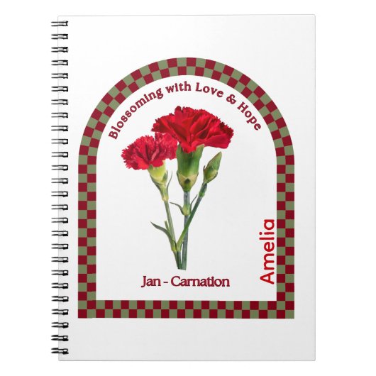 Personalised January Birth Month Flower Notebook ノートブック (正面)