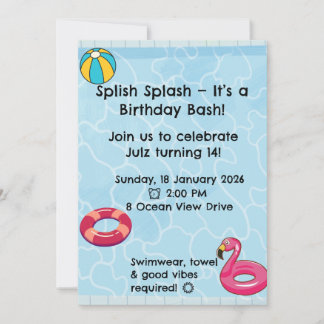 Personalised Kids Pool Party Invitation | Summer 招待状