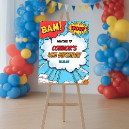 Personalised Kids Superhero Party Welcome Poster ポスター
