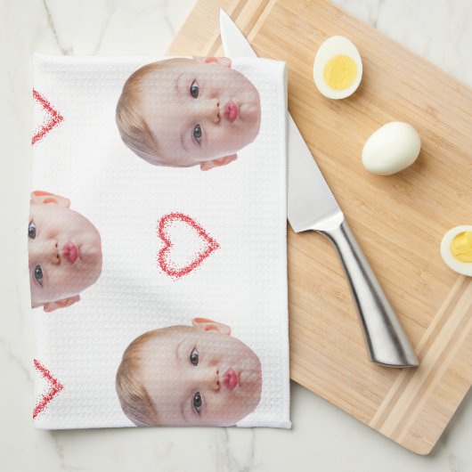 Personalised Kitchen Decor Any Face Family Friends キッチンタオル (四つ折り)