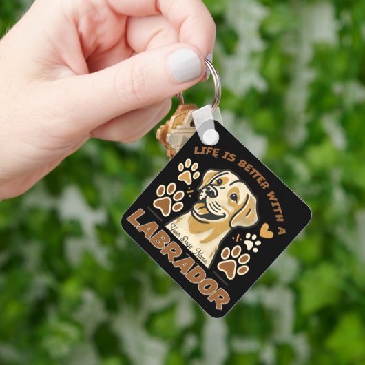 Personalised Life is Better with a Labrador キーホルダー (手)