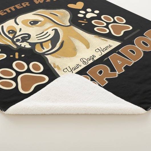 Personalised Life is Better with a Labrador シェルパブランケット (3/4)