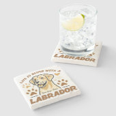 Personalised Life is Better with a Labrador ストーンコースター (横)